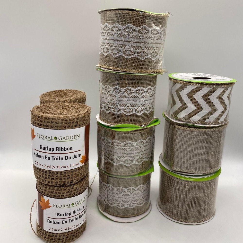 New 11 Rolls of Burlap Ribbon - 29 yards Total